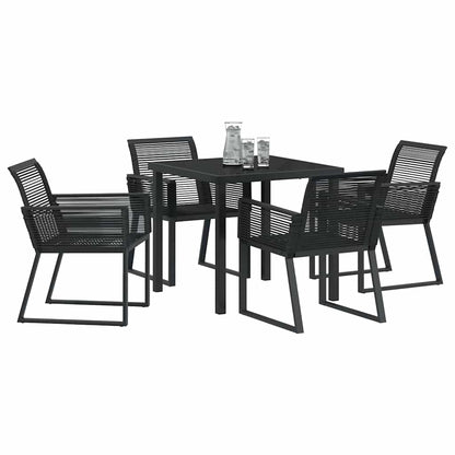 Garten Essgruppe 5 pcs Schwarz Poly Rattan