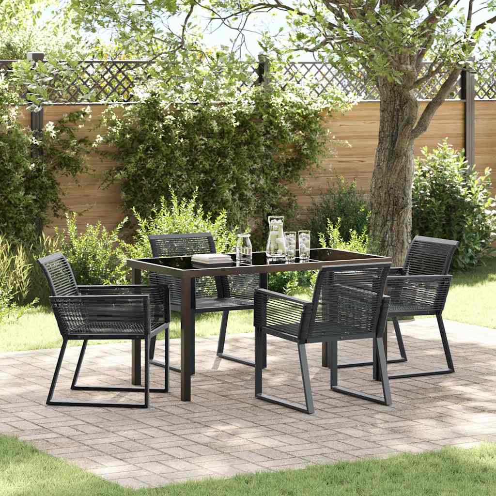 Garten Essgruppe 5 pcs Schwarz Poly Rattan