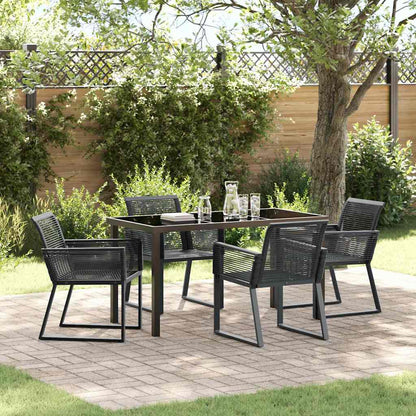 Garten Essgruppe 5 pcs Schwarz Poly Rattan