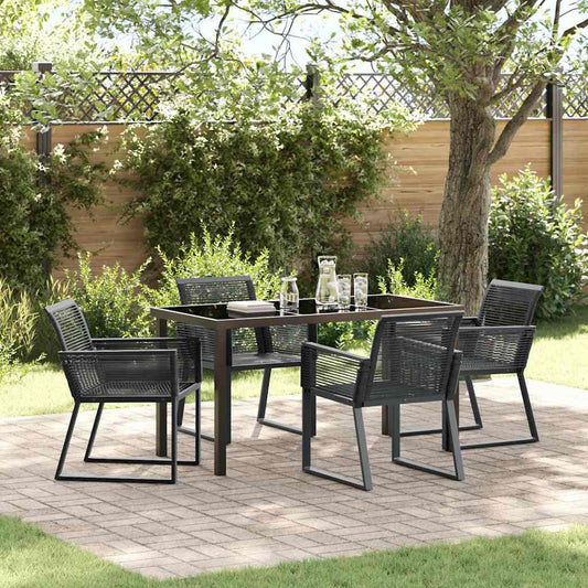 Garten Essgruppe 5 pcs Schwarz Poly Rattan