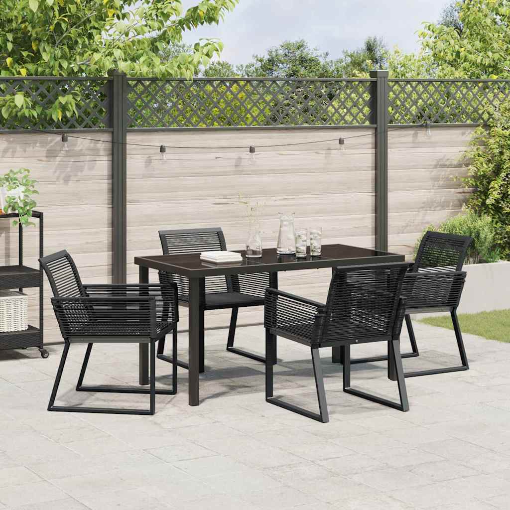 Garten Essgruppe 5 pcs Schwarz Poly Rattan