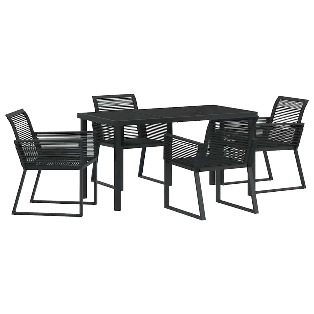 Garten Essgruppe 5 pcs Schwarz Poly Rattan
