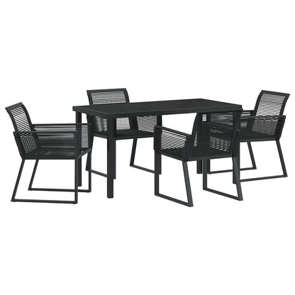 Garten Essgruppe 5 pcs Schwarz Poly Rattan