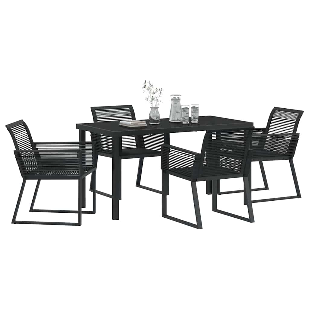 Garten Essgruppe 5 pcs Schwarz Poly Rattan