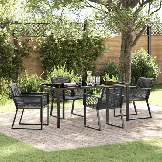 Garten Essgruppe 5 pcs Schwarz Poly Rattan