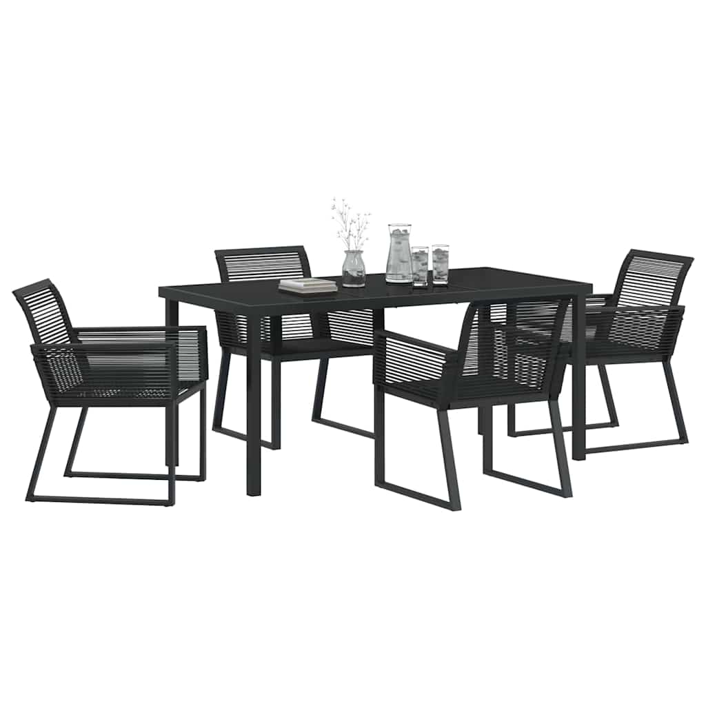 Garten Essgruppe 5 pcs Schwarz Poly Rattan