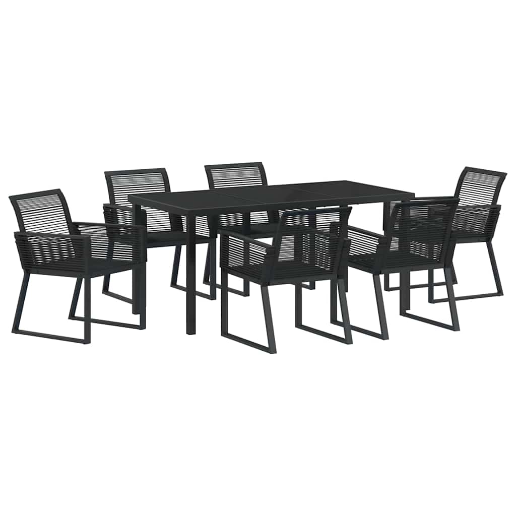 Garten Essgruppe 7 pcs Schwarz Poly Rattan
