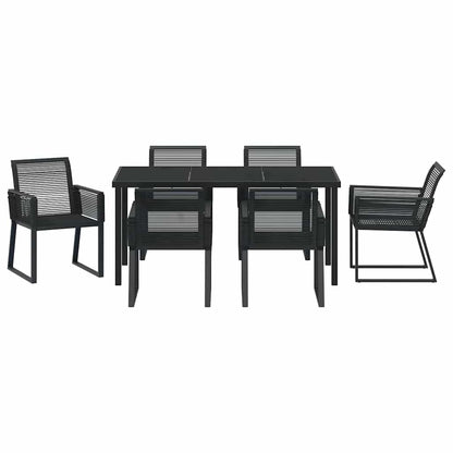 Garten Essgruppe 7 pcs Schwarz Poly Rattan