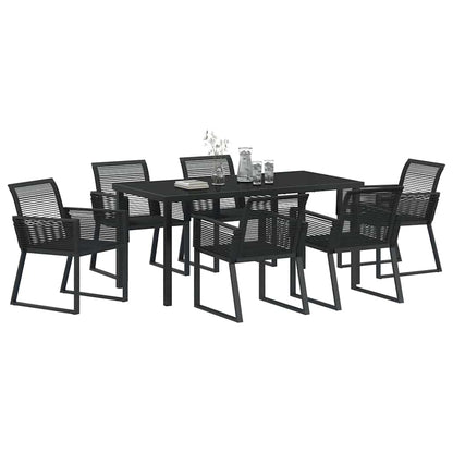Garten Essgruppe 7 pcs Schwarz Poly Rattan