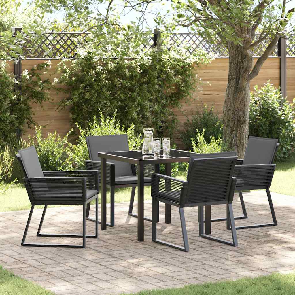 Garten Essgruppe 5 pcs Schwarz Poly Rattan