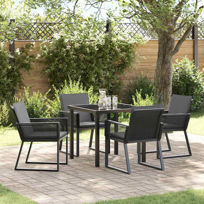 Garten Essgruppe 5 pcs Schwarz Poly Rattan