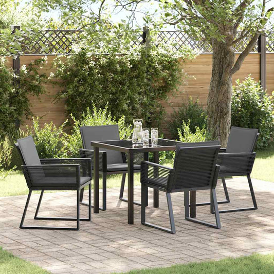Garten Essgruppe 5 pcs Schwarz Poly Rattan