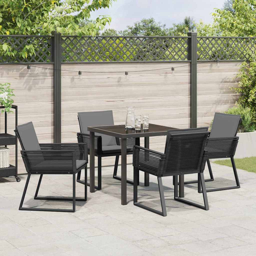 Garten Essgruppe 5 pcs Schwarz Poly Rattan