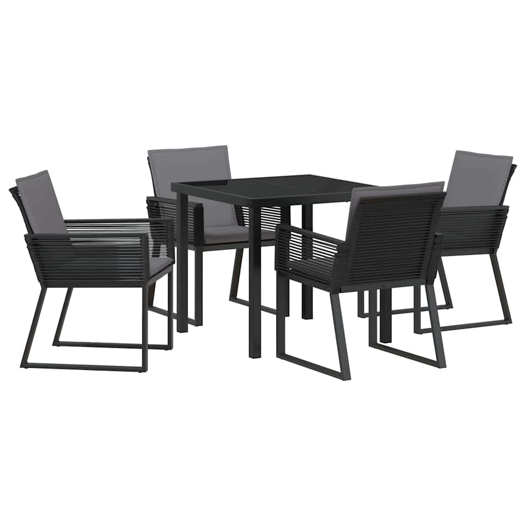 Garten Essgruppe 5 pcs Schwarz Poly Rattan