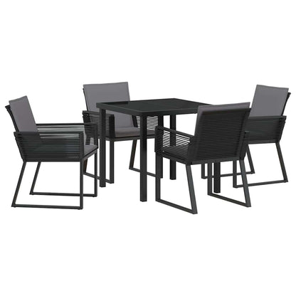 Garten Essgruppe 5 pcs Schwarz Poly Rattan