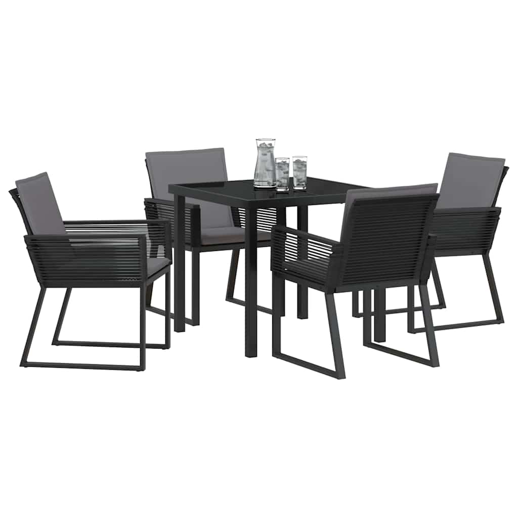 Garten Essgruppe 5 pcs Schwarz Poly Rattan