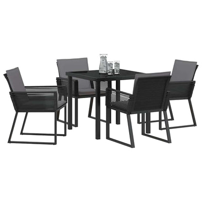 Garten Essgruppe 5 pcs Schwarz Poly Rattan