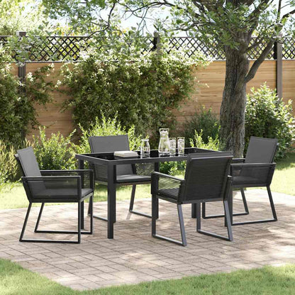 Garten Essgruppe 5 pcs Schwarz Poly Rattan