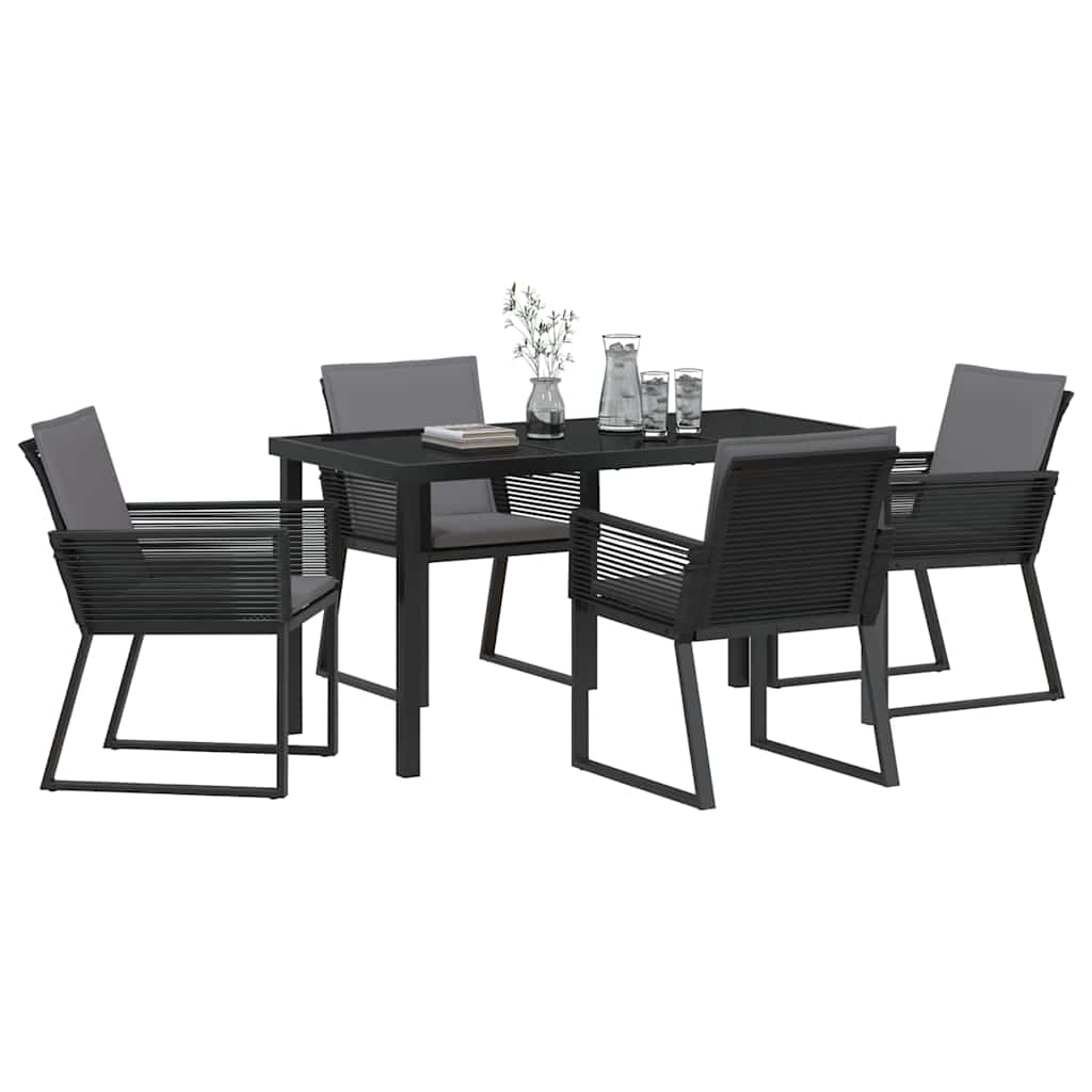 Garten Essgruppe 5 pcs Schwarz Poly Rattan
