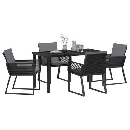 Garten Essgruppe 5 pcs Schwarz Poly Rattan