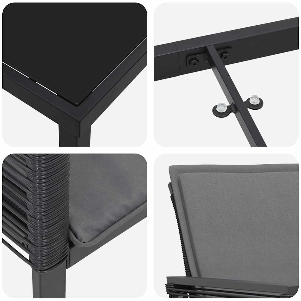 Garten Essgruppe 5 pcs Schwarz Poly Rattan