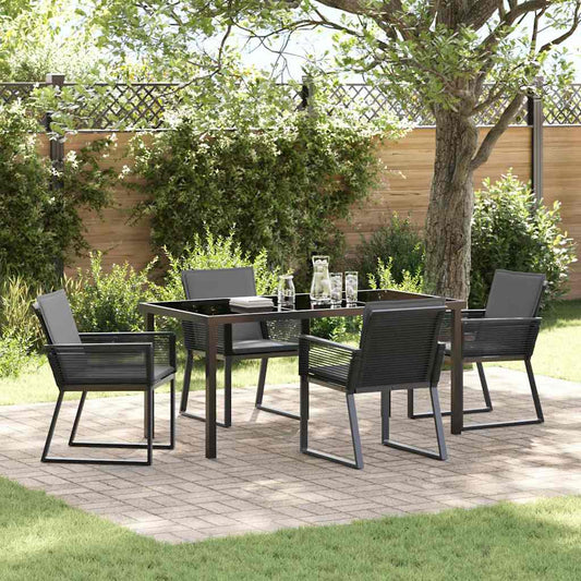 Garten Essgruppe 5 pcs Schwarz Poly Rattan