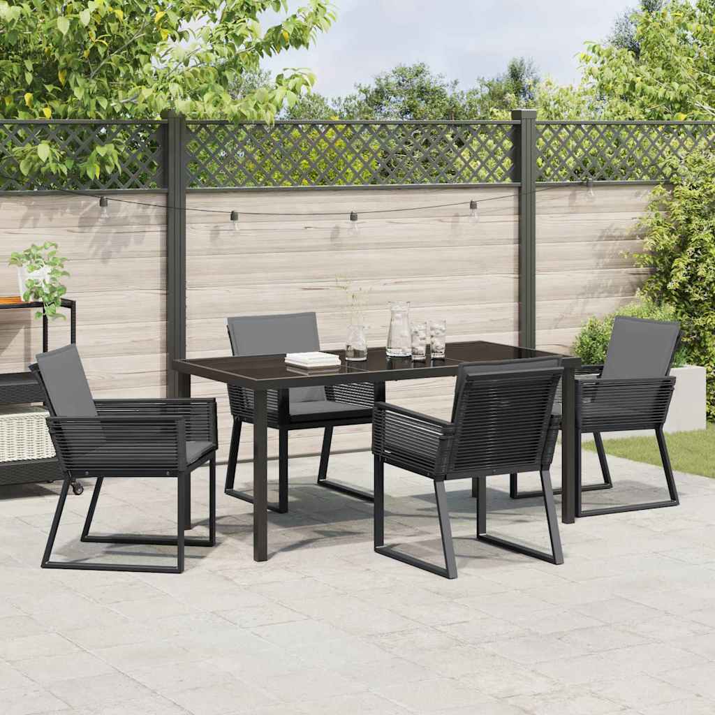 Garten Essgruppe 5 pcs Schwarz Poly Rattan