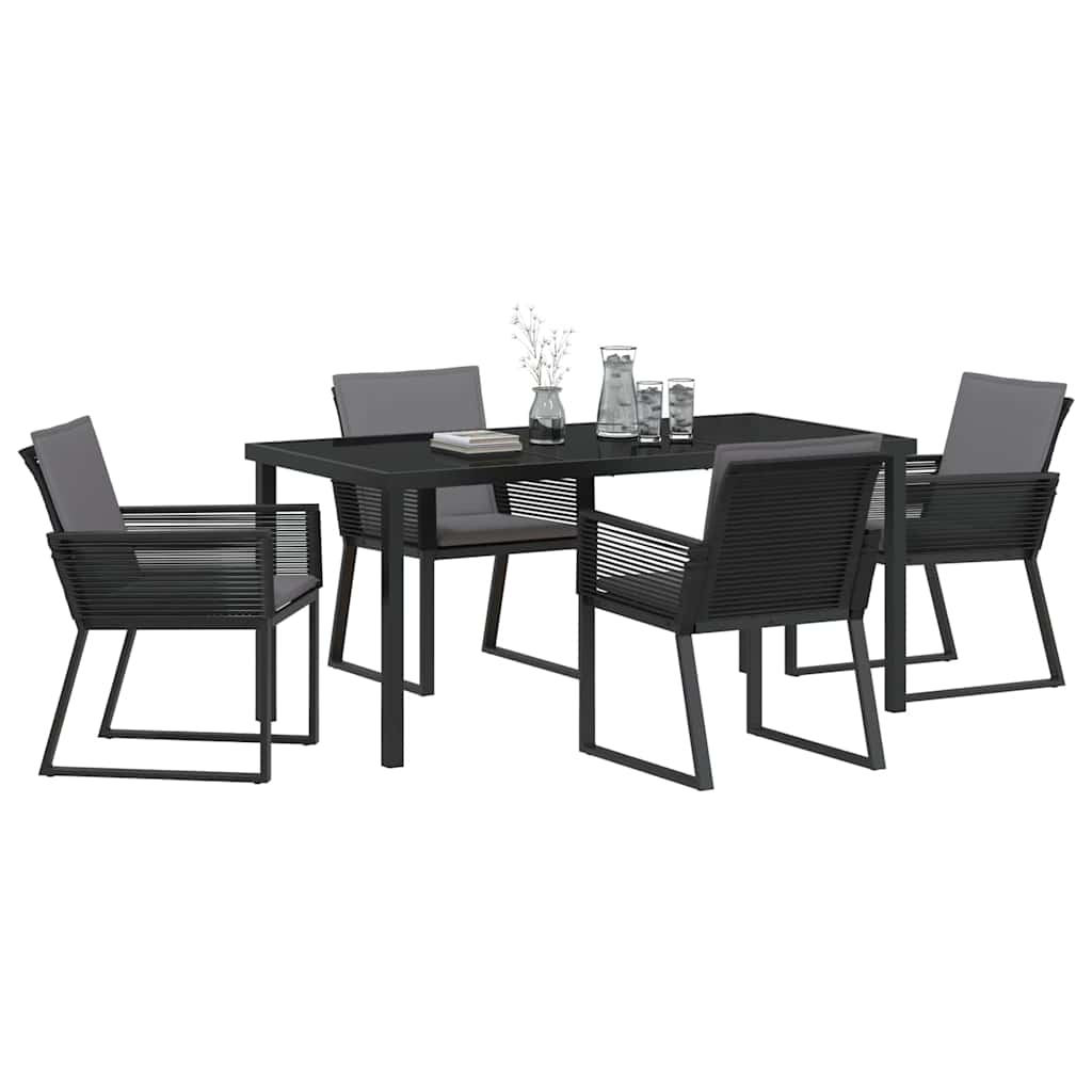 Garten Essgruppe 5 pcs Schwarz Poly Rattan