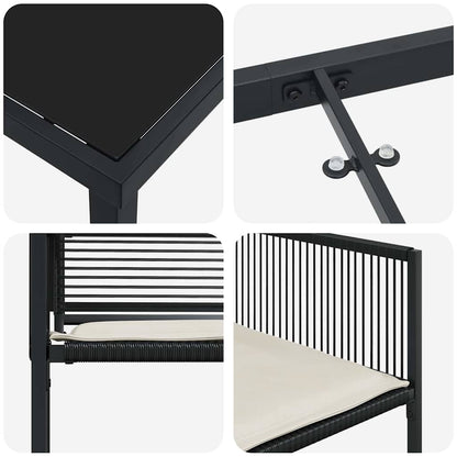 Garten Essgruppe 5 pcs Schwarz Poly Rattan