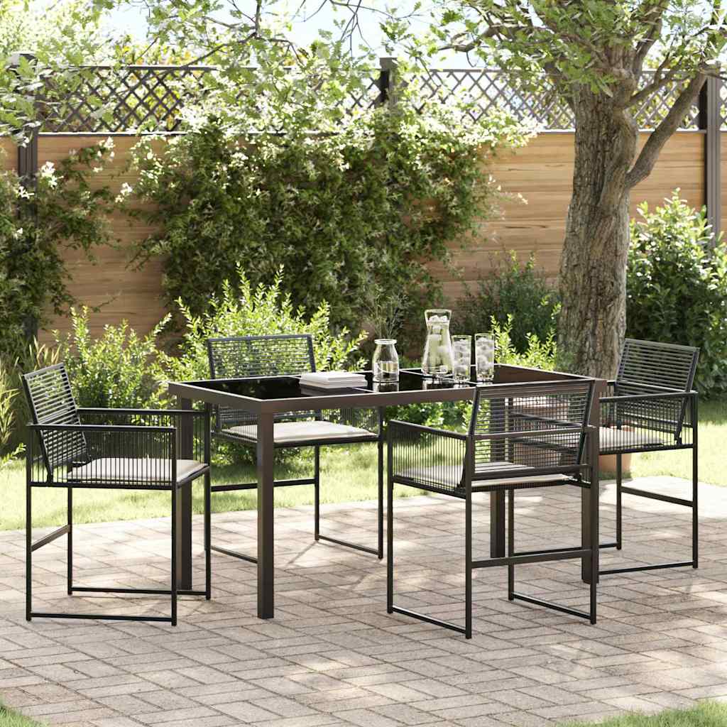 Garten Essgruppe 5 pcs Schwarz Poly Rattan