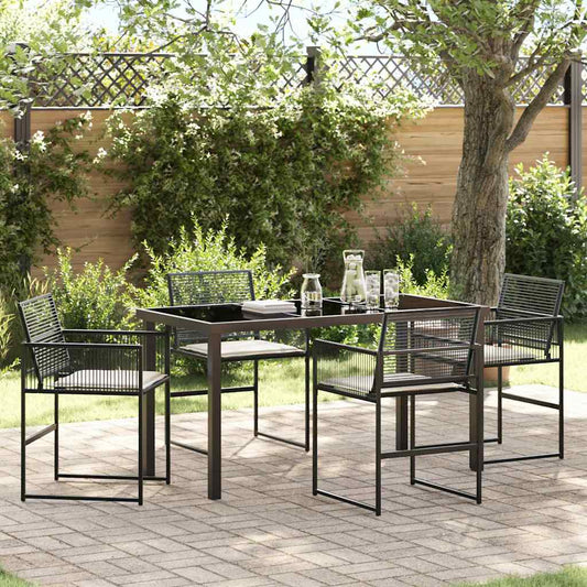 Garten Essgruppe 5 pcs Schwarz Poly Rattan