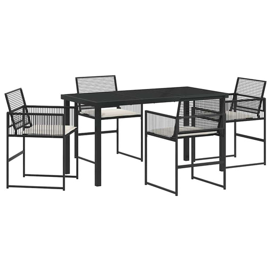 Garten Essgruppe 5 pcs Schwarz Poly Rattan