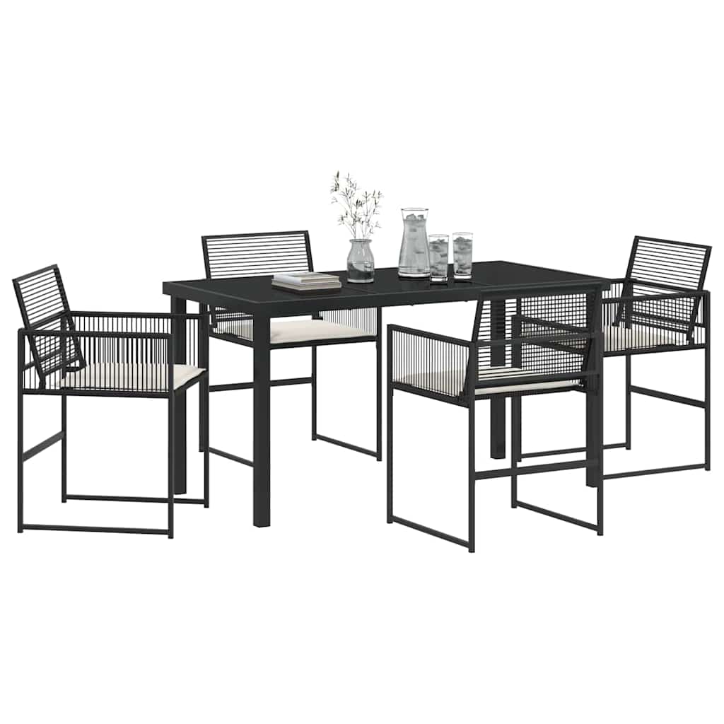 Garten Essgruppe 5 pcs Schwarz Poly Rattan