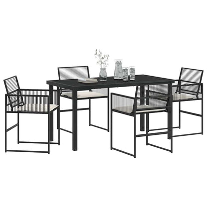 Garten Essgruppe 5 pcs Schwarz Poly Rattan
