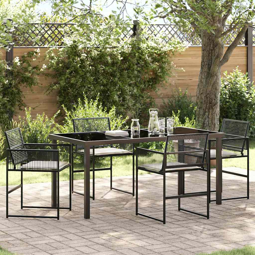 Garten Essgruppe 5 pcs Schwarz Poly Rattan