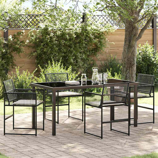 Garten Essgruppe 5 pcs Schwarz Poly Rattan