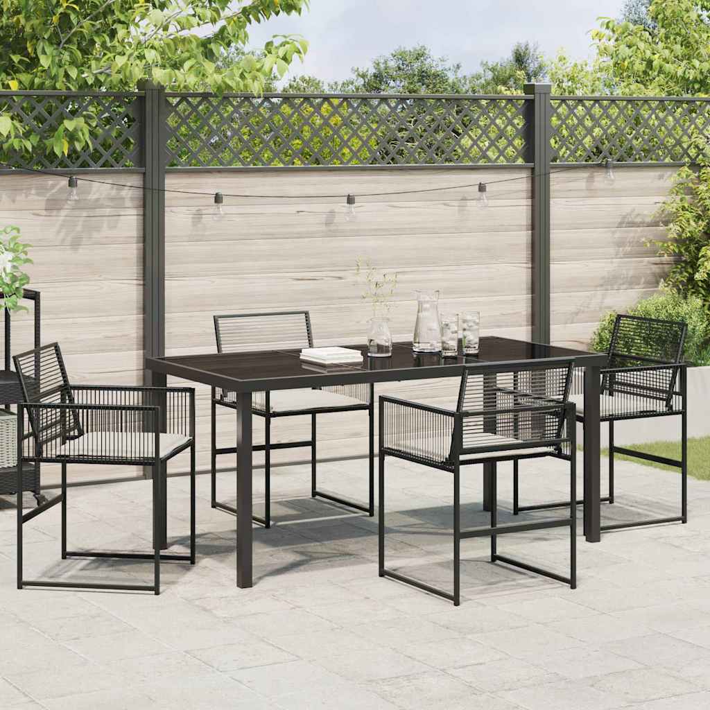 Garten Essgruppe 5 pcs Schwarz Poly Rattan