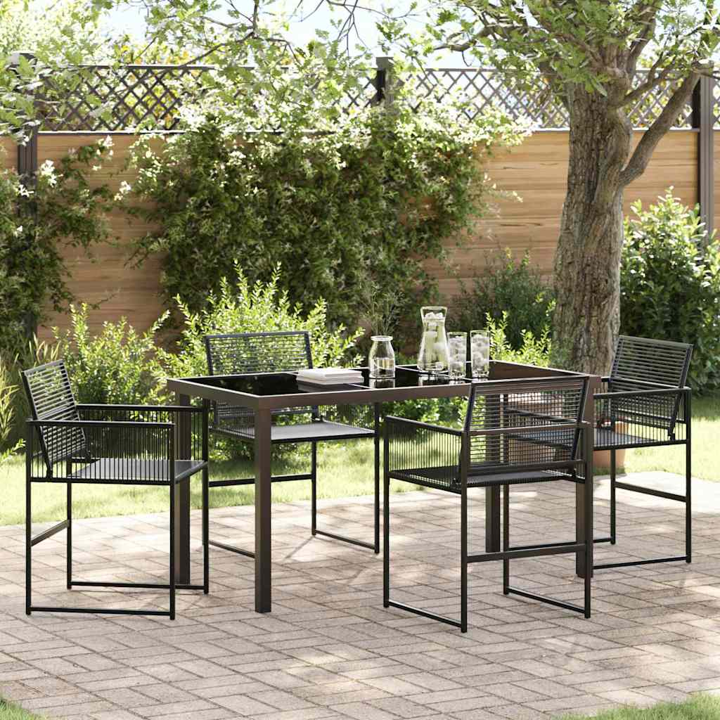 Garten Essgruppe 5 pcs Schwarz Poly Rattan