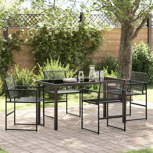 Garten Essgruppe 5 pcs Schwarz Poly Rattan