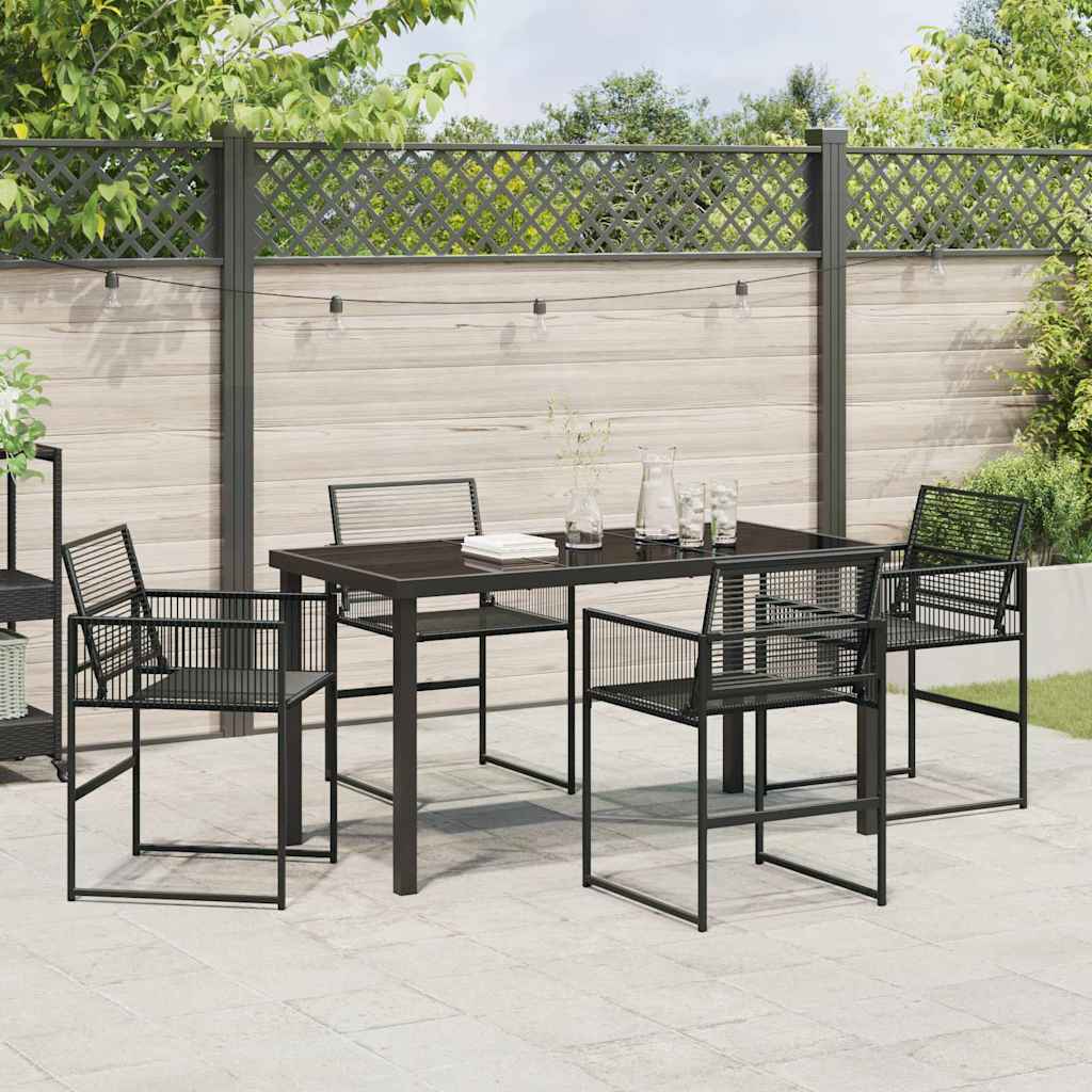 Garten Essgruppe 5 pcs Schwarz Poly Rattan