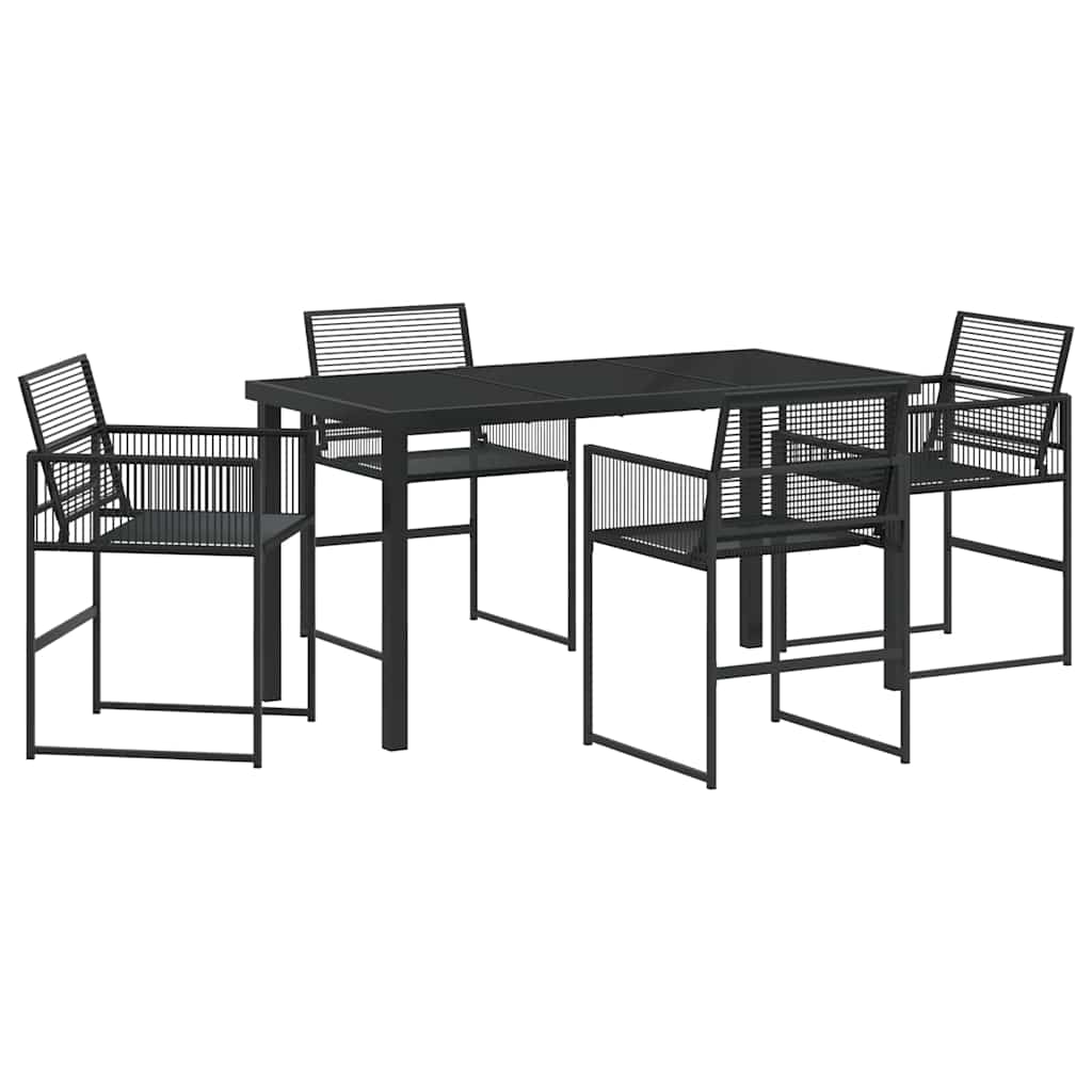 Garten Essgruppe 5 pcs Schwarz Poly Rattan