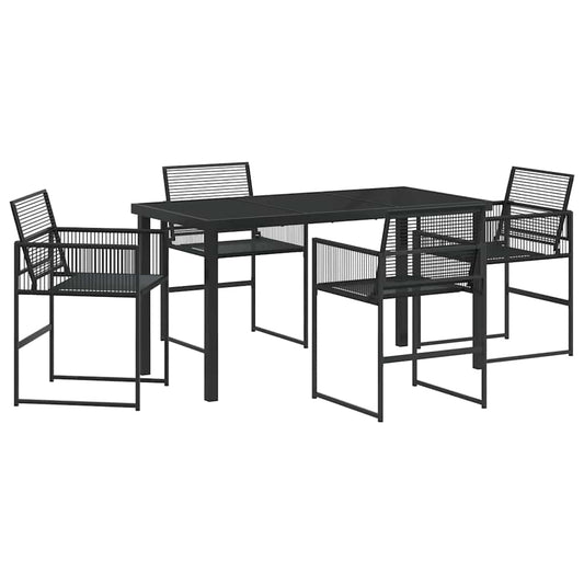 Garten Essgruppe 5 pcs Schwarz Poly Rattan