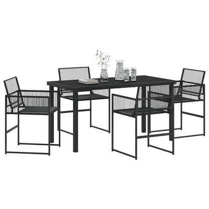 Garten Essgruppe 5 pcs Schwarz Poly Rattan