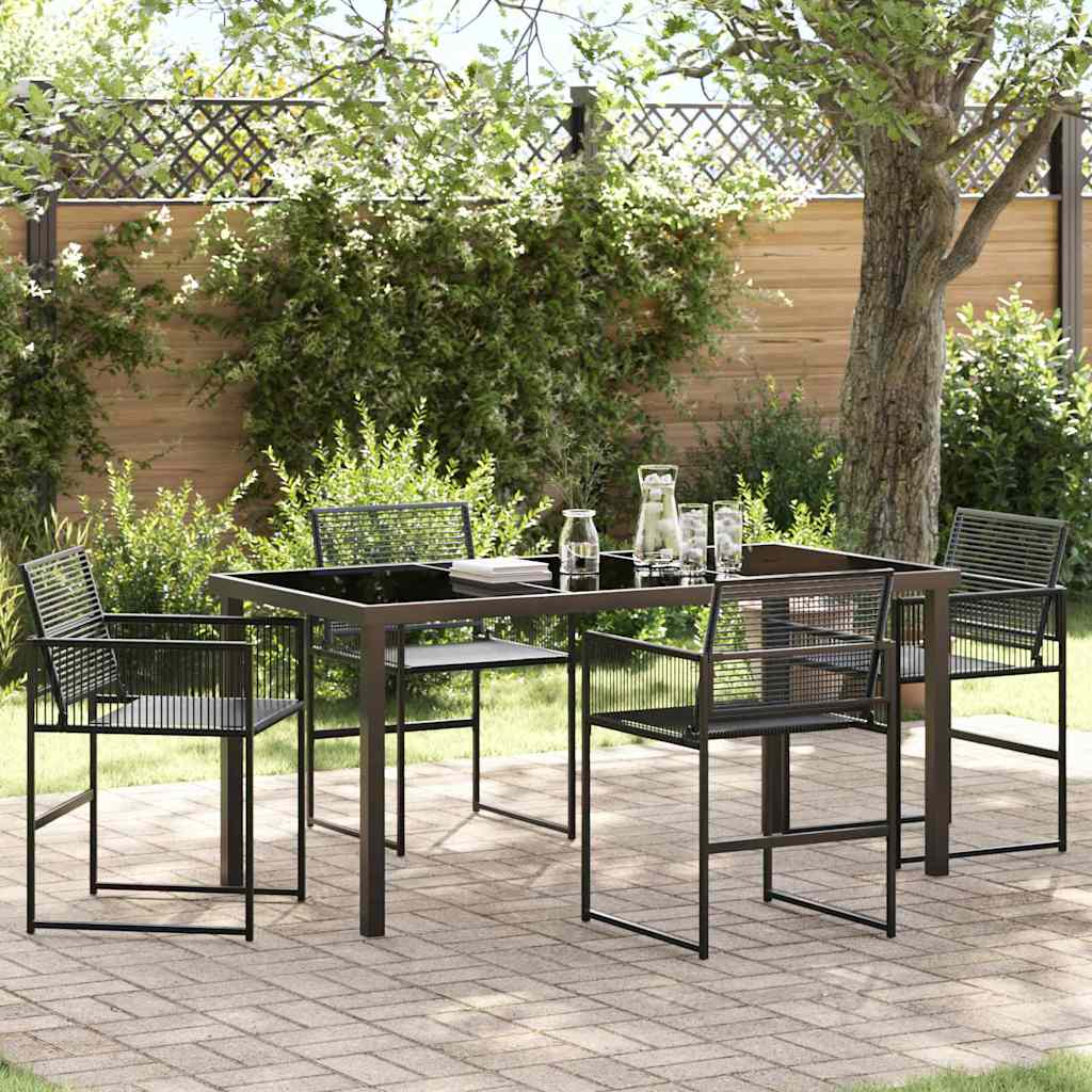 Garten Essgruppe 5 pcs Schwarz Poly Rattan