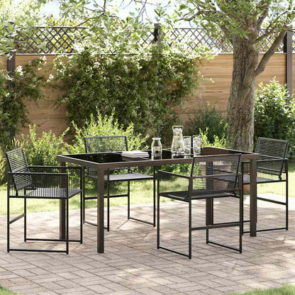 Garten Essgruppe 5 pcs Schwarz Poly Rattan