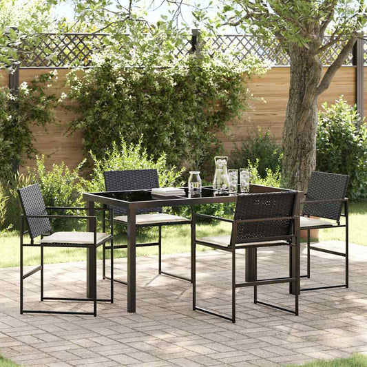 Garten Essgruppe 5 pcs Schwarz Poly Rattan