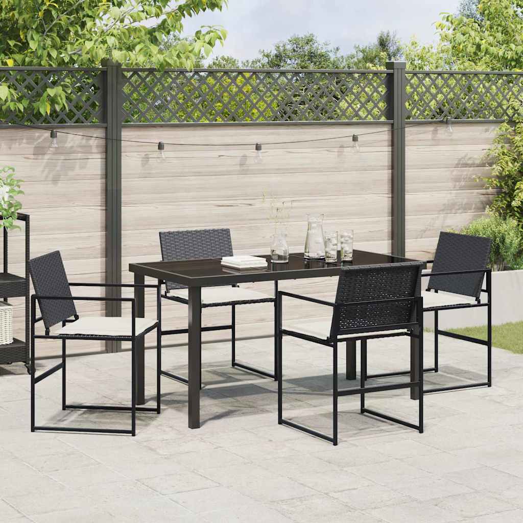 Garten Essgruppe 5 pcs Schwarz Poly Rattan
