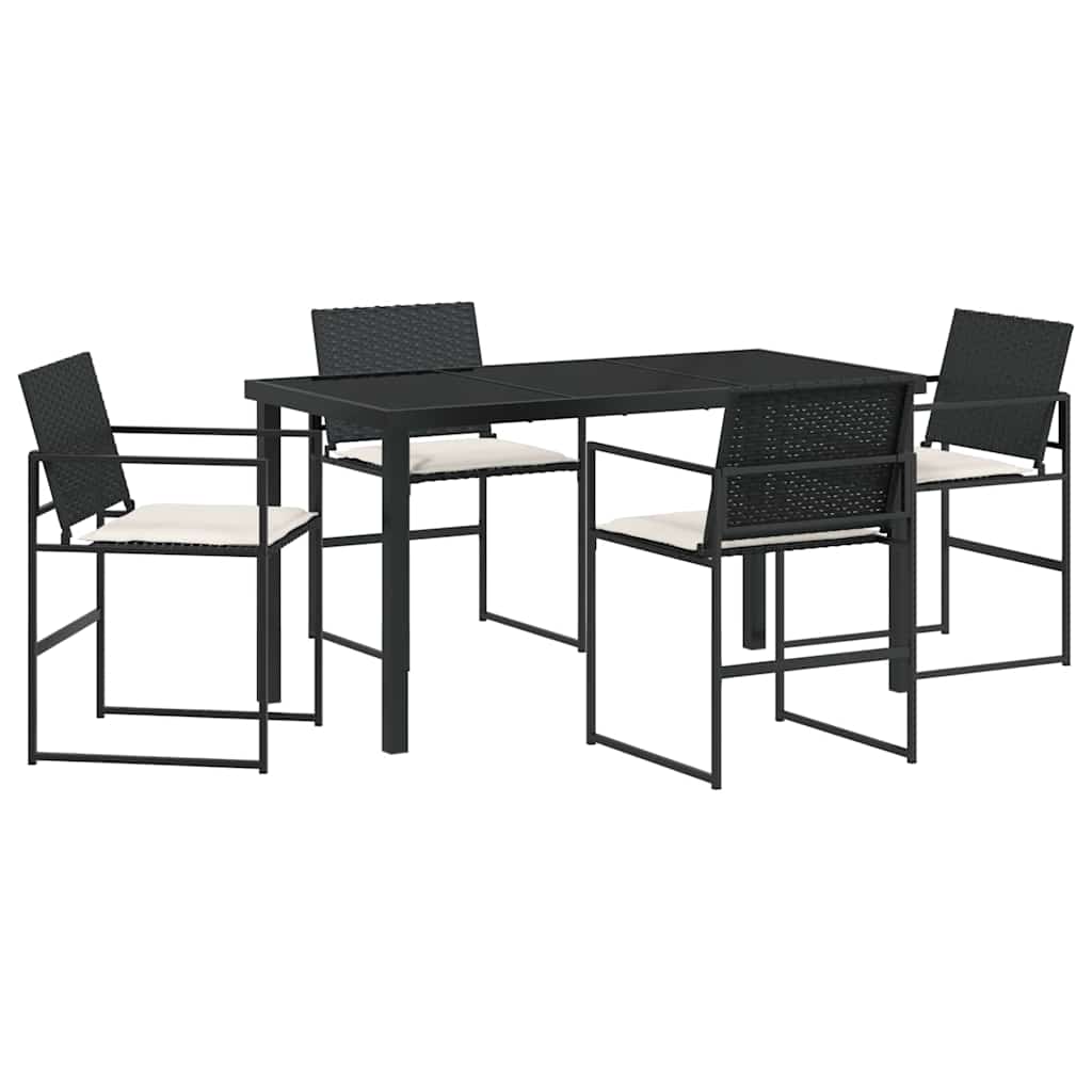 Garten Essgruppe 5 pcs Schwarz Poly Rattan