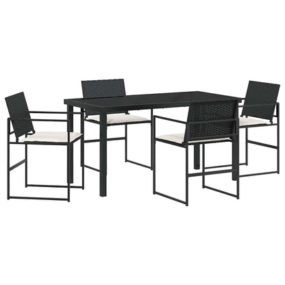 Garten Essgruppe 5 pcs Schwarz Poly Rattan