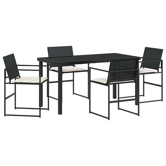 Garten Essgruppe 5 pcs Schwarz Poly Rattan